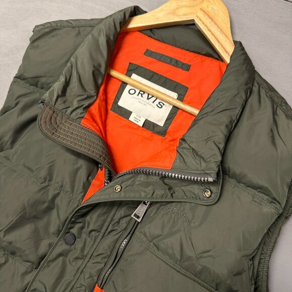 Orvis Essex Down Puffer Zip Up Military Style Green Vest Men’s Large - Picture 2 of 6